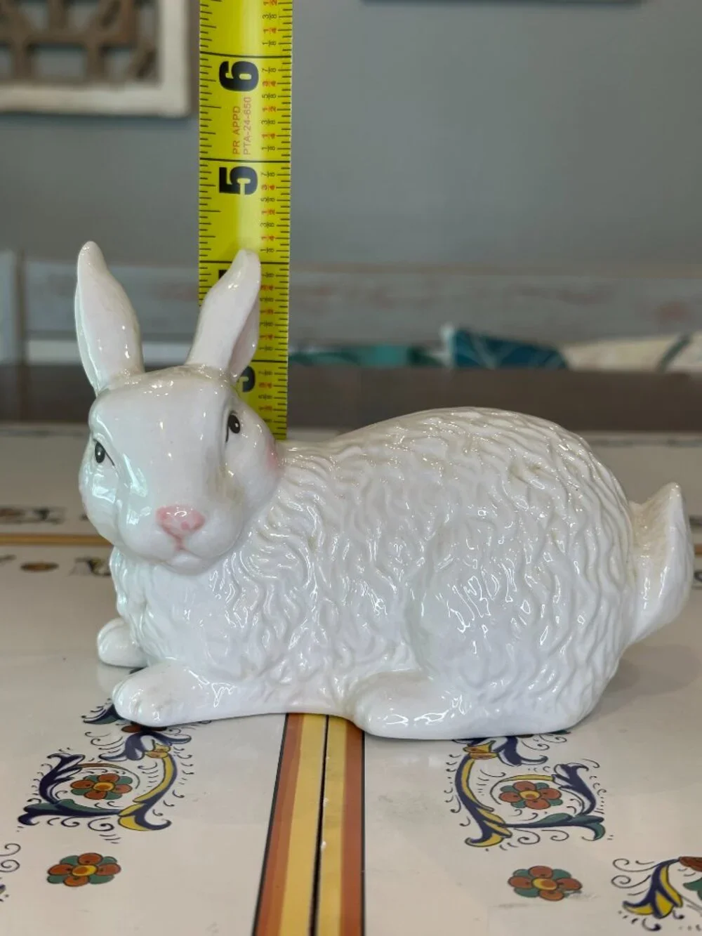 vintage white glazed ceramic rabbit figurine